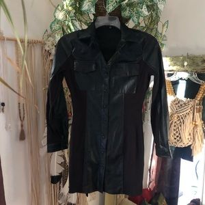NWOT FASHION NOVA FAUX LEATHER BUTTON UP DRESS SMALL